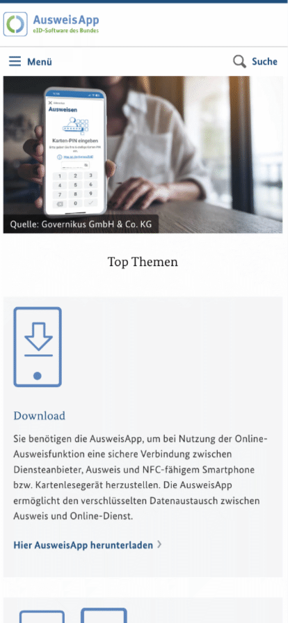 ausweisapp.bund.de – mobile Ansicht