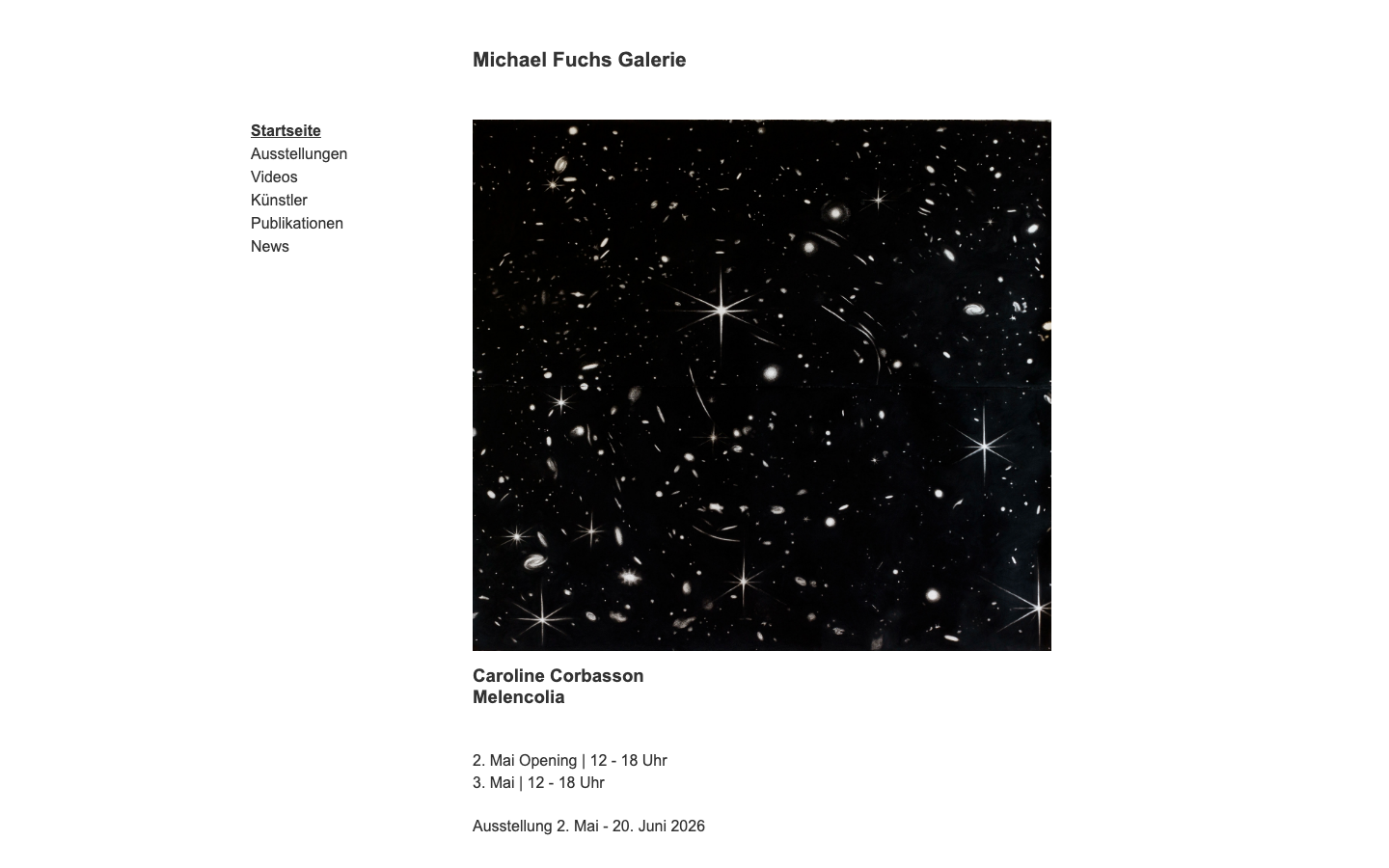 michaelfuchsgalerie.com – Desktop-Ansicht